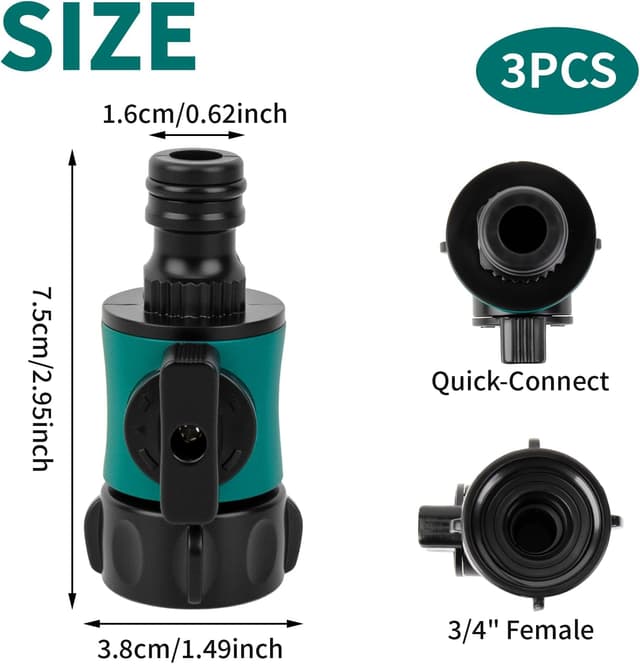 Detalle de Hydrogarden set da 3 connettori con valvola 3/4” (filettatura interna) per tubi da giardino