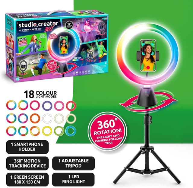 Thumbnail 6 de Canal Toys Studio Creator 360 Video Maker Kit (Green Screen, Tripod & Motion Tracker) with 10" Multicolor LED Ring Light