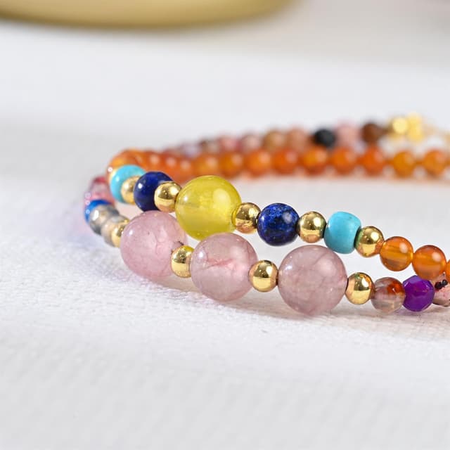 Detalle de Apocalyptic-K Damen Handgewebtes Armband im Boho-Stil mit Achat & 925 Silber/18K Gold, verstellbar (18–21 cm)