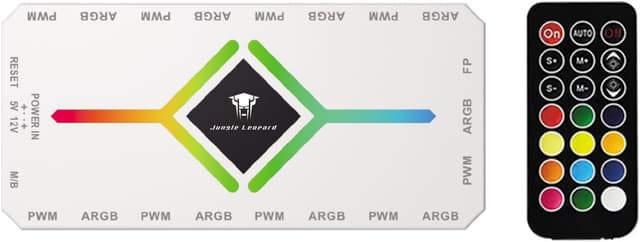Detalle de TZMRIT 2-in-1 ARGB PWM Fan Hub mit Controller – Magnetische Basis, 9× 4-Pin PWM & 9× 5V-ARGB Ports, Weiß