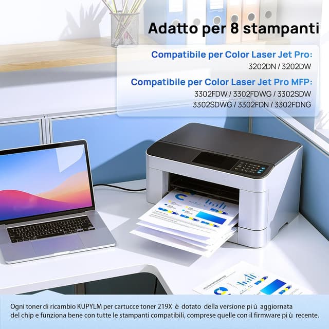 Detalle 2 de KUPYLM 219X toner compatibile con chip (219A) per HP Color LaserJet Pro: 4-pack nero, ciano, magenta e giallo
