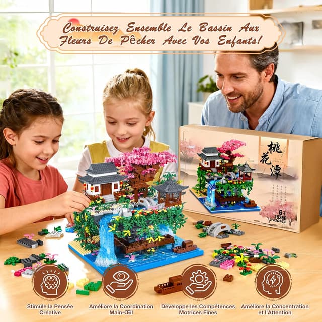 Detalle 2 de Charmofun Micro-briques 3320 pièces – Maquette architecture chinoise avec éclairage LED