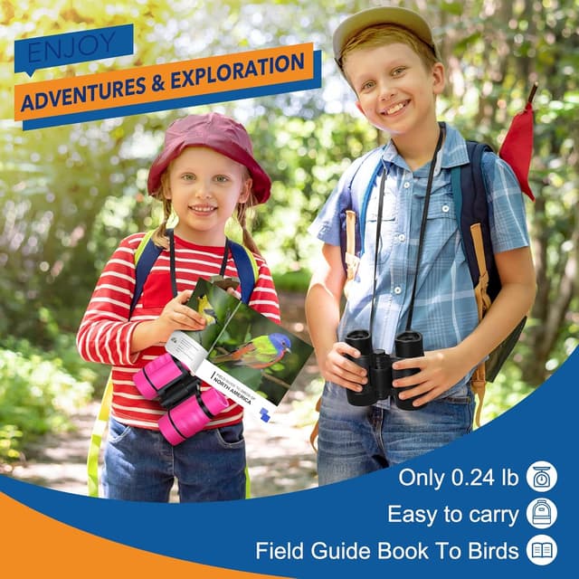 Detalle 2 de HappyKidsClub Binoculars for Kids (Age 3–9) – 4x Outdoor Travel Play Binoculars with Neck Strap