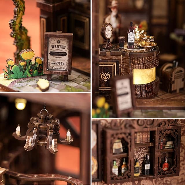 Detalle de CRIOLPO Kit Book Nook DIY “Casa in miniatura” con luci LED da montare (modellismo 3D)