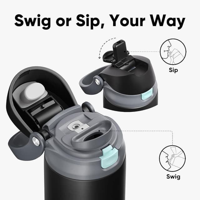 Thumbnail 6 de ENCOOL Leakproof Insulated Water Bottle with Straw, 40 oz — Charcoal Gray