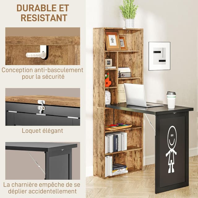 Thumbnail 6 de HOMCOM Bureau Informatique Pliable 98x51x153cm