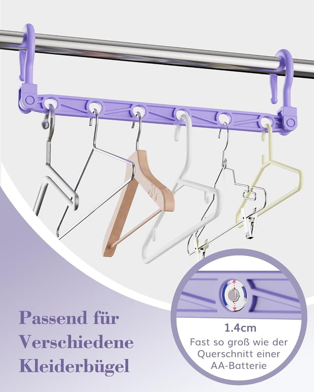 Detalle de Latoxcaa Magic Hangers Kleiderbügel-Organizer (8 Stück) mit 360° Drehhaken, 6 Löchern & Platzspar-Design