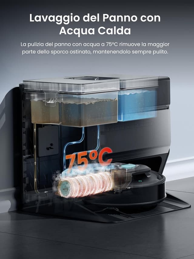 Detalle 2 de Lefant M5 Pro Robot Aspirapolvere Lavapavimenti con rullo autopulente, 18.000 Pa e stazione automatica 120 giorni (Argento)