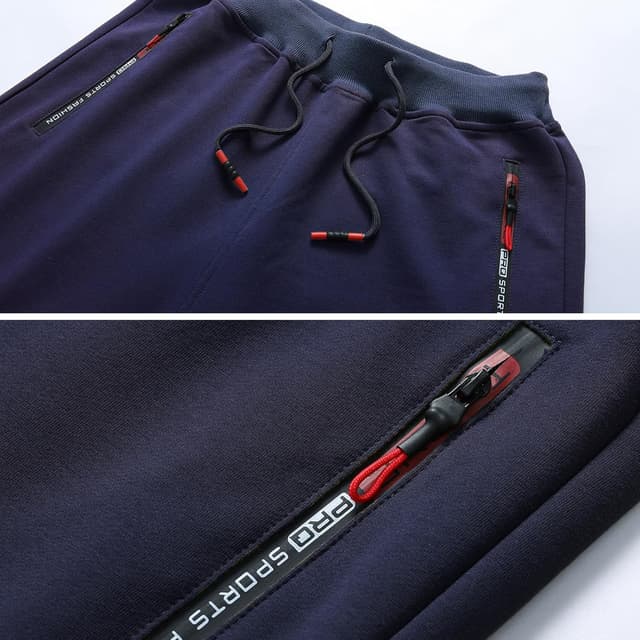 Detalle de JustSun Short Sport Homme Running en coton avec poches zippées