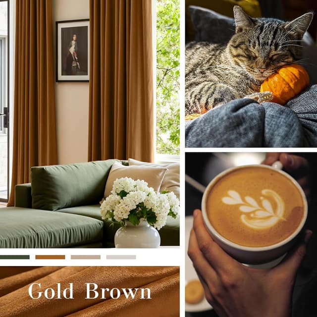 Detalle de Lazzzy Velvet Blackout Extra Long Thermal Insulated Curtains (Beige) — Rod Pocket, 2 Panels, 42" x 108