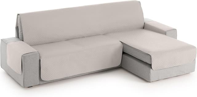 Detalle de Housse Textil-Home pour canapé d’angle droit 200 cm avec accoudoirs Adele – réversible matelassée ivoire, anti-taches