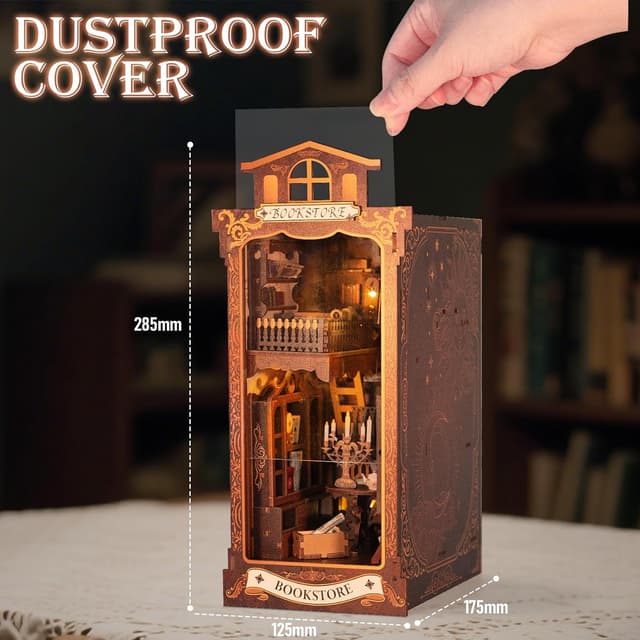 Detalle de Fimeetoy Book Nook Kit for Adults & Teens with LED Light (DIY Miniature House Shelf Decor)