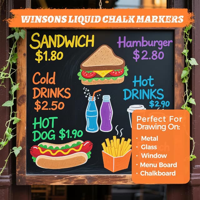 Detalle 2 de WINSONS Whiteboard & Chalk Pens (6mm bold tip) – 16 vibrant erasable colours