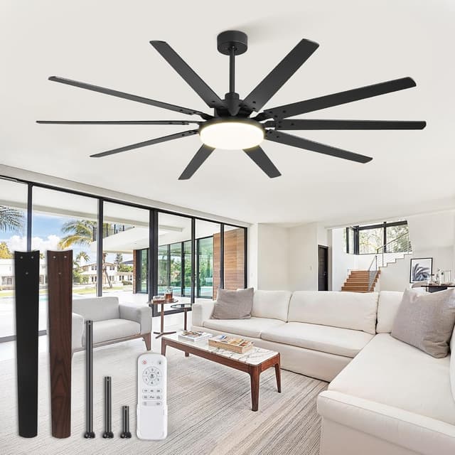 Detalle de Fanbulous 72-inch Outdoor Ceiling Fan with Lights and Remote (32W LED, 3 CCT, Reversible DC Motor)