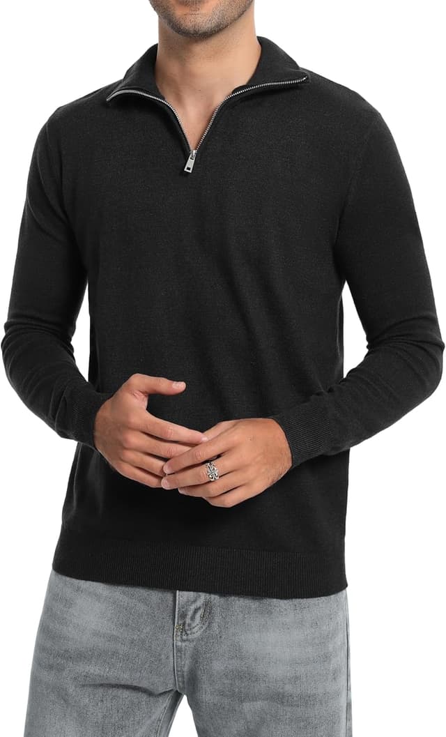 Detalle de Pull homme Yukiuiny col zippé effet haut roulé Noël flocon de neige