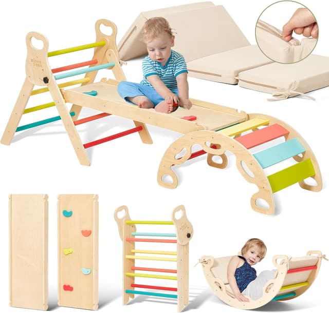 Imagen de Indoor Klettergerüst ab 1 Jahr Montessori Kletterbogen mit Kissen en OfertitasTOP