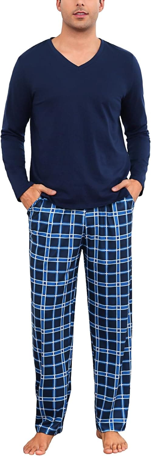 Imagen de Bresdk Pigiama Uomo Cotone Lungo 2 Pezzi en OfertitasTOP