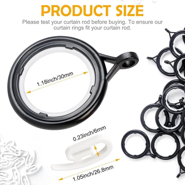 Detalle de Anneaux rideaux WCIC 32 pièces, 30 mm