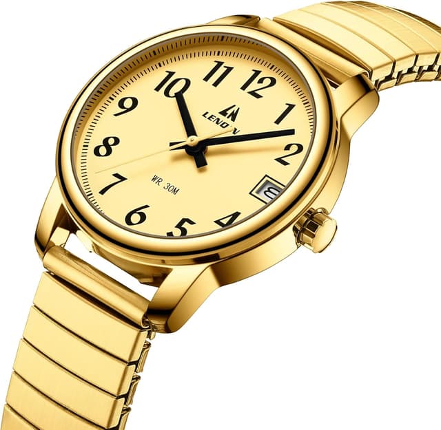 Detalle de LN LENQIN orologio da donna analogico al quarzo in acciaio con cinturino espandibile, impermeabile 3 ATM