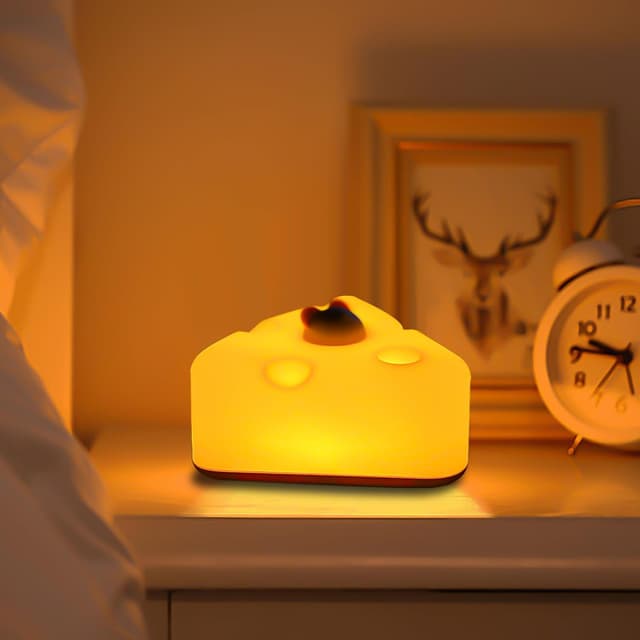 Detalle de beek Nachtlicht Baby Stilllicht – nachttischlampe mit Käse-und-Maus-Design, USB-aufladbar, Touch & dimmbar