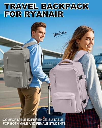 Detalle de SZLX Mochila de viaje cabina 40x30x20 para mujer y portátil, impermeable y con apertura 180°