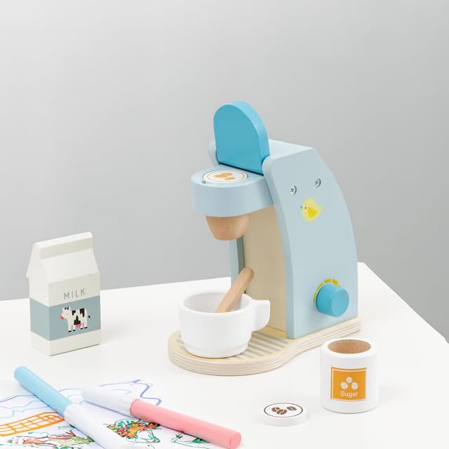 Detalle 2 de Baroni Toys Set Macchina da Caffè in Legno 17x10x17 cm