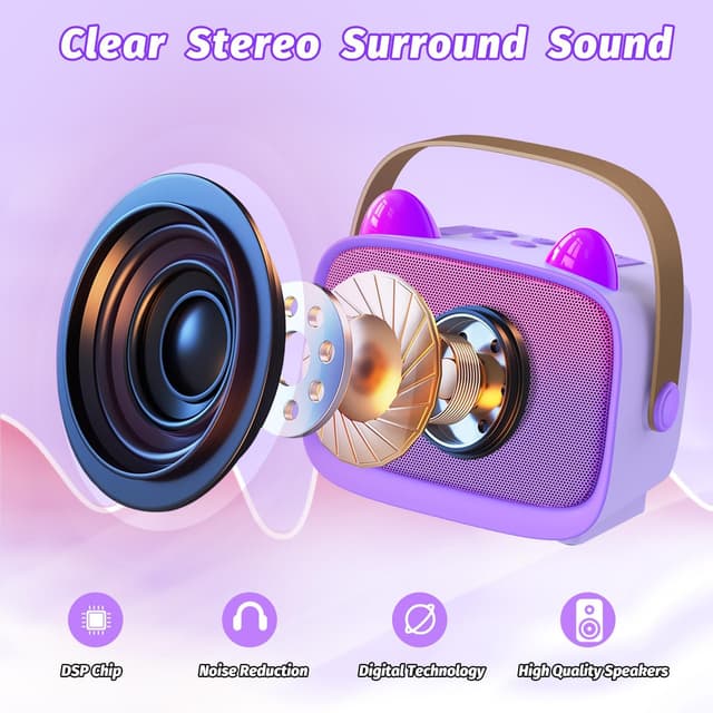 Thumbnail 2 de Mini Karaoke Machine Portable MP3 Player with 2 Mics