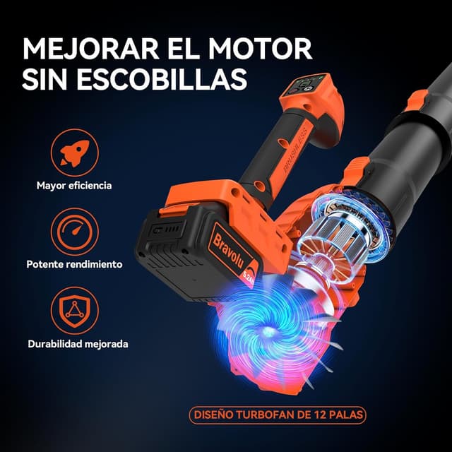 Thumbnail 4 de Bravolu Soplador de hojas 5200 mAh 📦