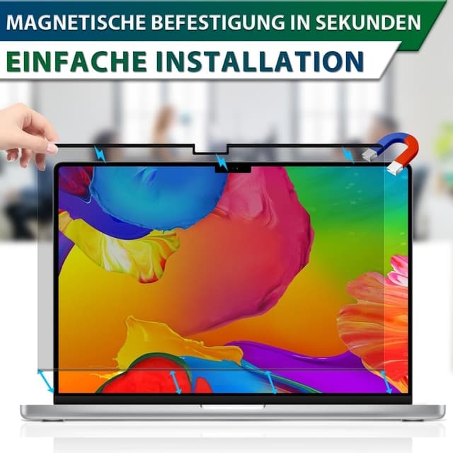 Detalle de STARY magnetischer Sichtschutz für MacBook Air 13,6/13 Zoll (2022–2026, M2–M5) mit blauem Licht- und Blendschutz