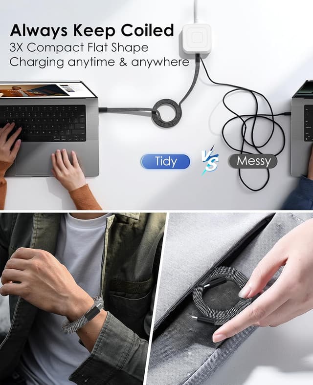 Detalle 2 de Magtame Magtame USB-C to USB-C Flat 240W Magnetic Charging Cable (1.5m, 5A)