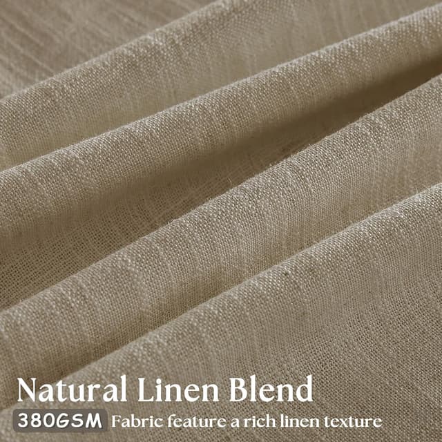 Detalle de Pinch Pleated Linen Curtains 102 Inches Long (2-Panel Set) in Gray Beige Tan Neutral