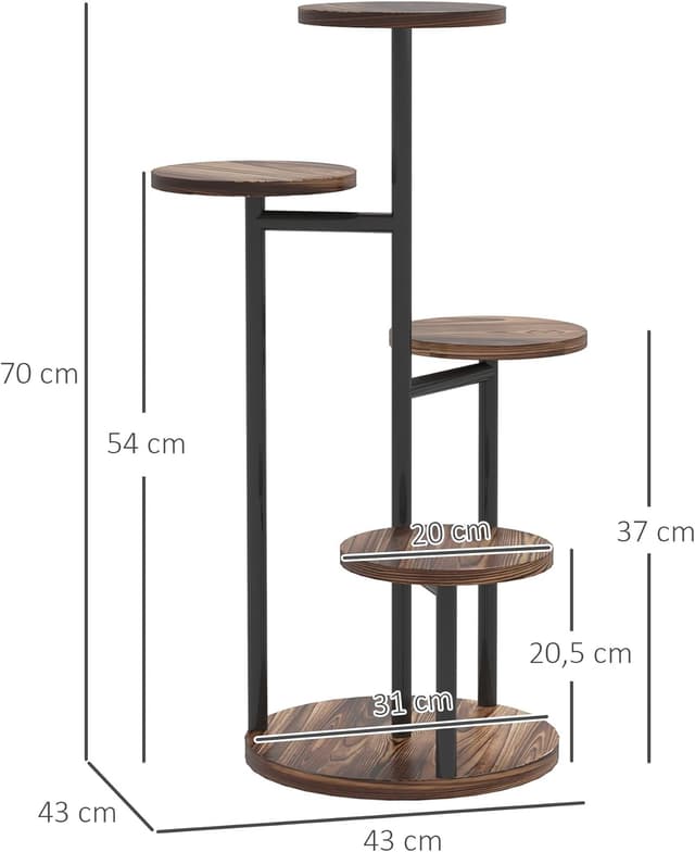 Thumbnail 6 de Outsunny Estantería para Plantas 5 Niveles Madera y Acero 🌱
