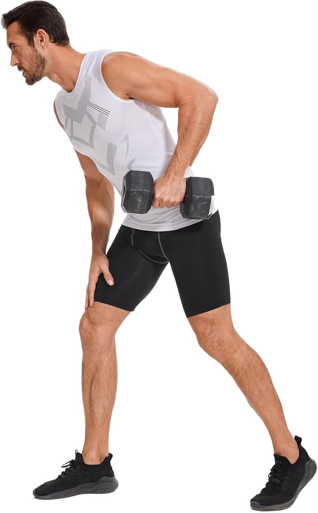 Detalle 1 de AMZSPORT canotta compressiva da uomo a asciugatura rapida, base layer senza maniche