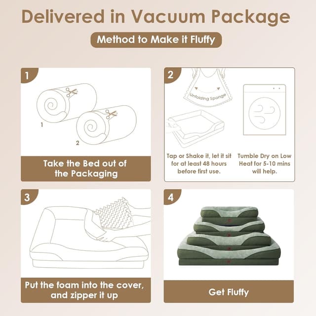 Thumbnail 6 de EHEYCIGA Memory Foam Dog Bed Large (91x68x17cm) with Removable Cover, Waterproof Liner & Non-Slip Base