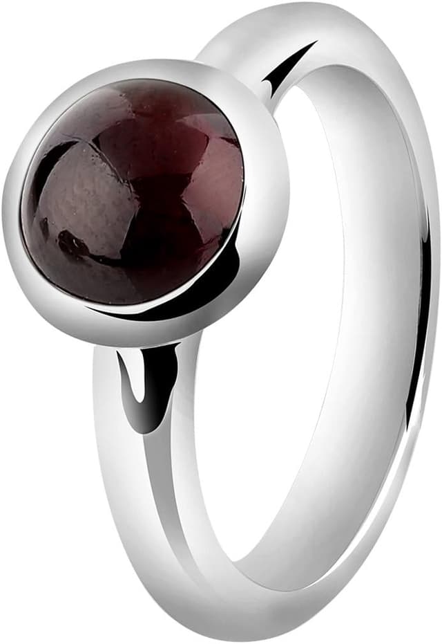Detalle de Nenalina 212259–001 : bague pour femme en argent 925 sertie d’un cabochon grenat