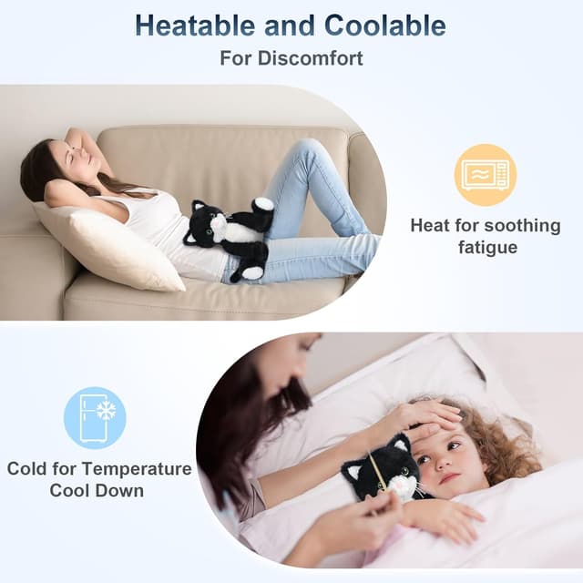 Detalle de SuzziPals Heated Black & White Cat Plush with Lavender