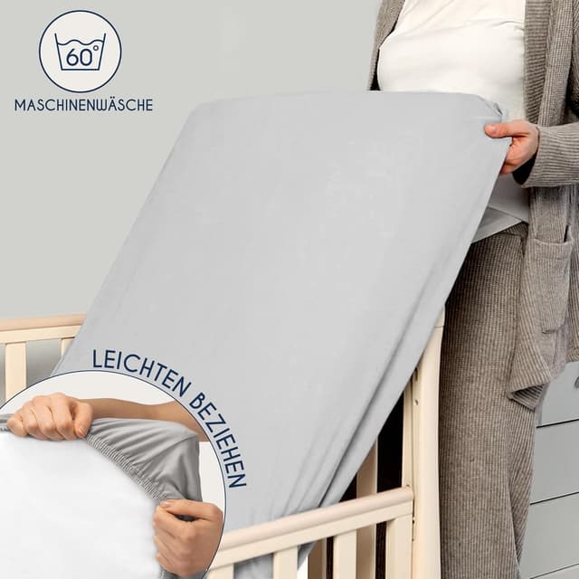 Thumbnail 5 de Dreamzie 2er-Set Spannbettlaken 60x120/70x140 Grau