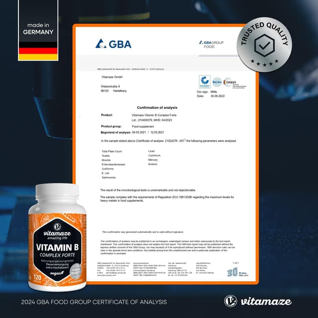 Thumbnail 6 de Vitamin B-Komplex extra hochdosiert – 120 vegane Tabletten für 4 Monate mit B1 bis B12 (Methylcobalamin)