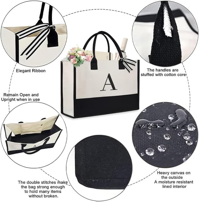 Detalle de Aucuu Borsa Tote da Donna grande in tela con tracolla per laptop fino a 15,6 pollici