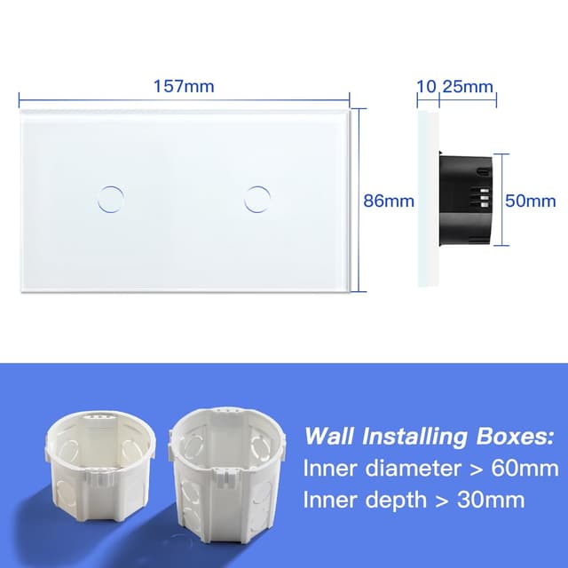 Thumbnail 3 de BSEED Interruptor Tactil luz pared 1G 2V Blanco