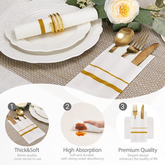 Thumbnail 2 de VANHEON 50 Pack Linen Napkins with Pocket