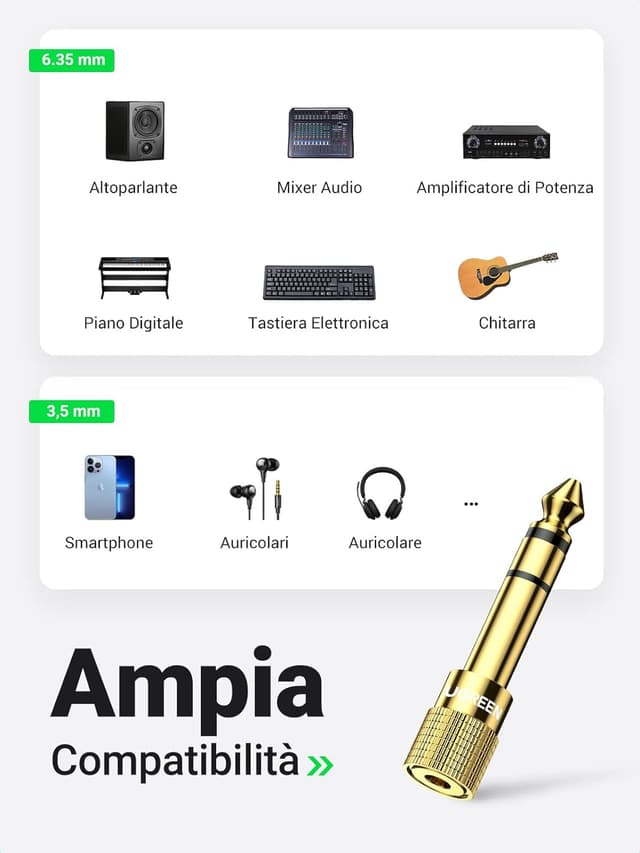 Thumbnail 2 de UGREEN Adattatore Audio 3,5→6,3 Jack HiFi