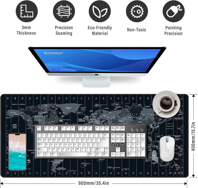 Detalle de Anpollo Gaming Mouse Pad 900x400x3mm (Extended) Non-Slip Desk Mat with Precision Locked Edges