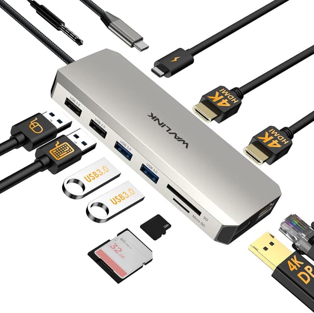 Detalle de WAVLINK Docking USB-C para dos monitores 100W PD