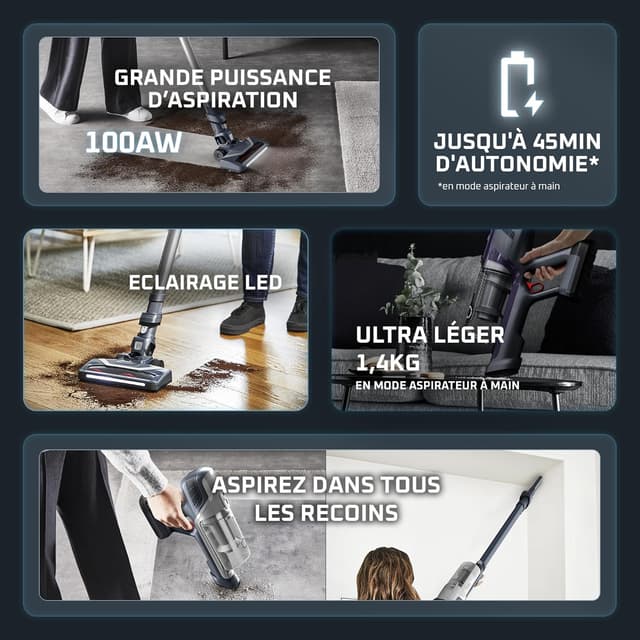 Detalle de Rowenta X-Pert 6.60 RH6836EO aspirateur balai sans fil multifonction 100W, autonomie jusqu’à 45 min