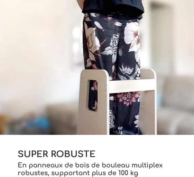 Detalle de Ully by moblì® – Tour d’apprentissage en bois naturel avec étagères réglables (principes Montessori), fabriquée en Italie