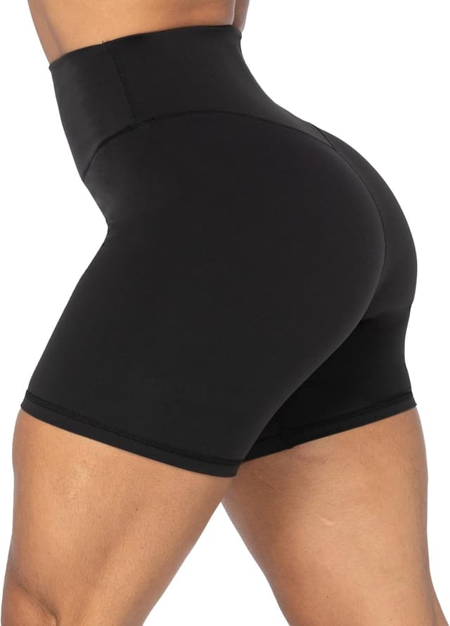Detalle de Sunzel No Front Seam High Waist Biker Shorts for Women — Squat Proof Yoga & Workout Bike Shorts