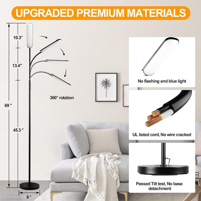 Detalle 2 de marctronic Floor Lamp (18W, 1800LM) with Remote, Smart Plug, and Dimming
