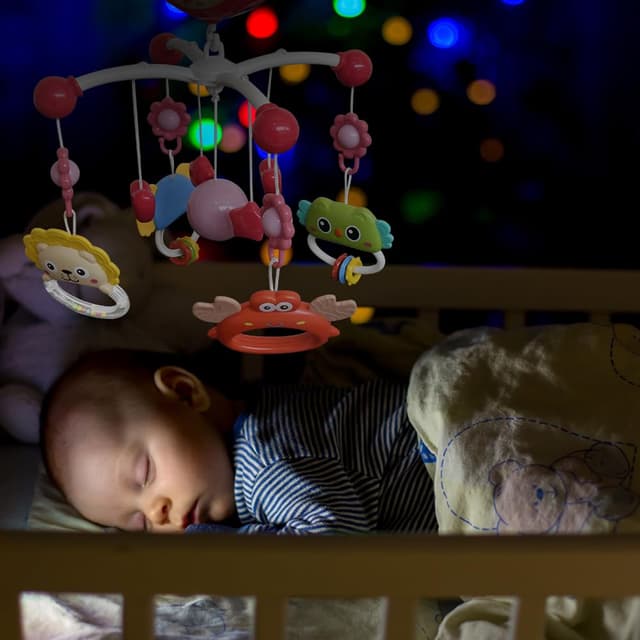 Thumbnail 6 de Aolso Babybett-Spielzeug: Mobile fürs Babybett mit Musik, Lichtprojektion und Fernbedienung (Sternprojektion-Rot)