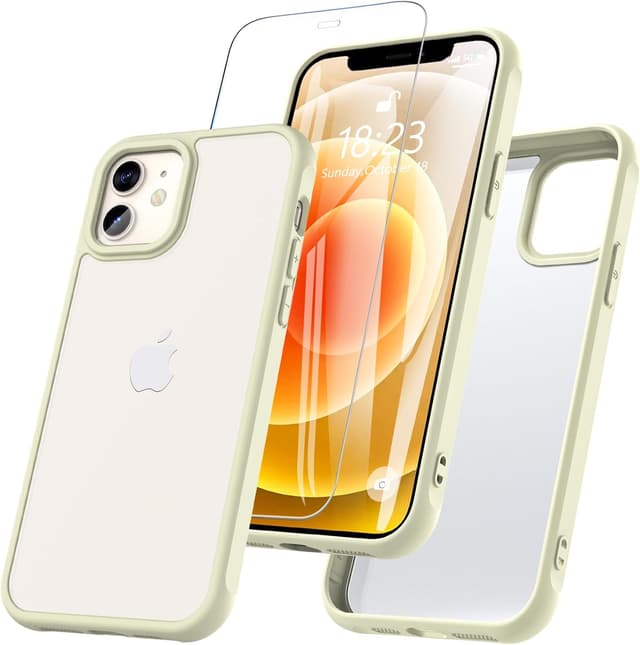 Detalle de Hensinple coque iPhone 12 / 12 Pro avec verre trempé antichoc 2 couches (blanc)